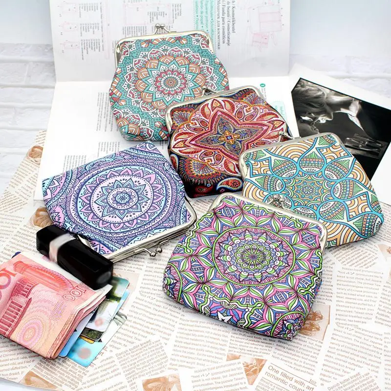 

Coofit 1 шт. Кошелек для монет в этническом стиле с цветочным узором и пряжкой кошелек для мелочи кошелек с застежкой для женщин и девочек