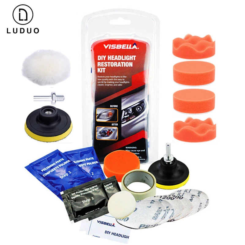 

Car Light Restoration Polishing Kit Headlight Polisher Chemical Restorer Polish For Headlights Washer Headlamps Wax For Auto