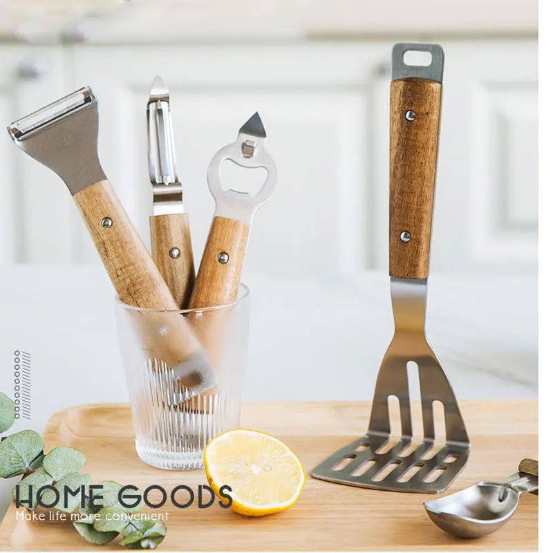 

NIMITIME Kitchen Tool 5-piece Set Fruit Peeling Knife Household Corkscrew Peeling Knife Stainless Steel Mashed Potato Masher