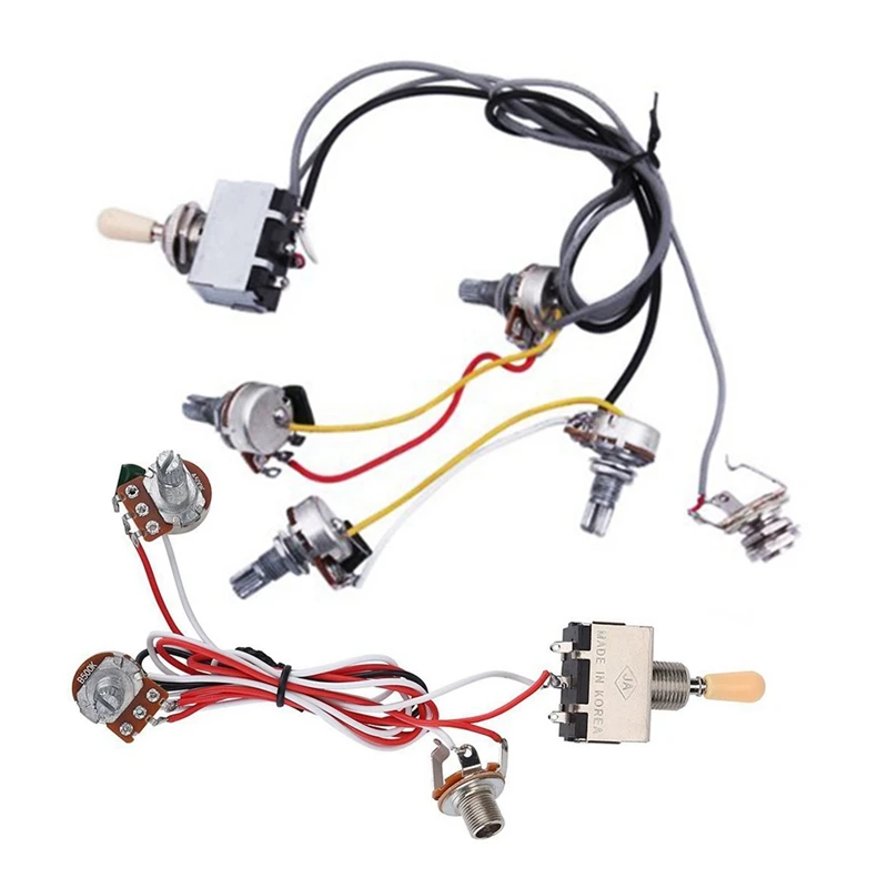 

2 Pcs Guitar Wiring Harness: 1 Pcs 2-500K 3 Way Toggle Switch 1V1T 500K Electric Guitar 2 Humbucker & 1Pcs Pre Wired 2 Volumes 2