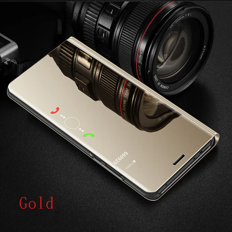 Умный зеркальный флип-чехол для huawei Honor 20 9X Pro 8 9 10 20 Lite V20 8C 8S 8X P30 P20 Lite рro Y9 Y7 Y6 Prime Pro Y5 чехол Крышка - Цвет: Gold