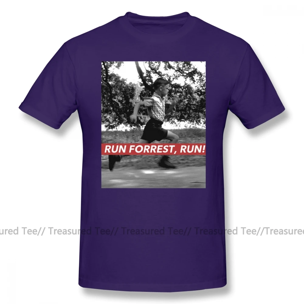 Forrest Gump T Shirt RUN FORREST, RUN T-Shirt Beach Awesome Tee Shirt Short-Sleeve Big Man Graphic Cotton Tshirt - Цвет: Purple