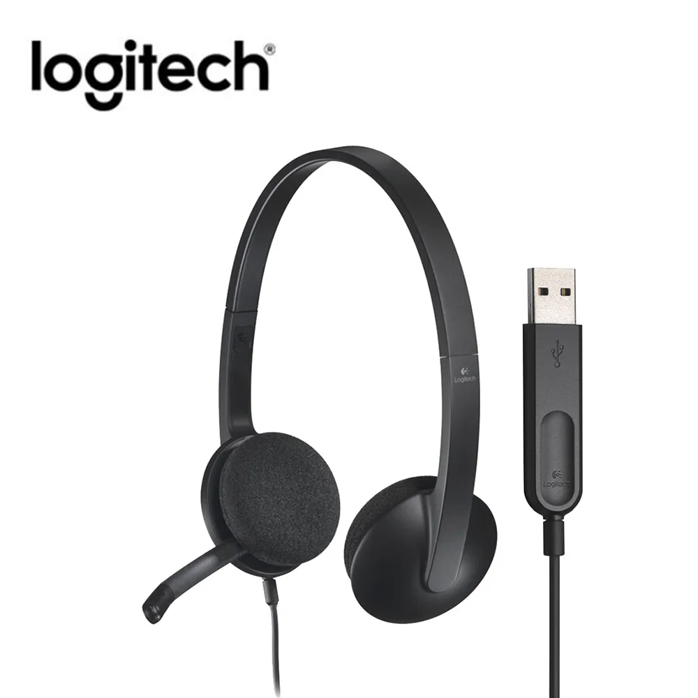 Гарнитура logitech H340, стерео usb-гарнитура с поворотным микрофоном для Windows MacOS ChromeOS, игровые наушники с креплением на голову для геймера