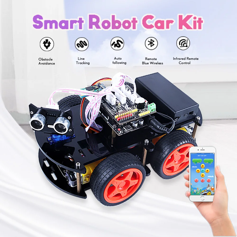 Умный робот-автомобиль 4WD V3.0 для UNO R3 ультразвуковой датчик модуль Bluetooth Arduino