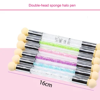 

Double Head Rhinestone Nail Art Sponge Brush Pen Gel Polish Gradient Painting Dotting Tool Set EY669