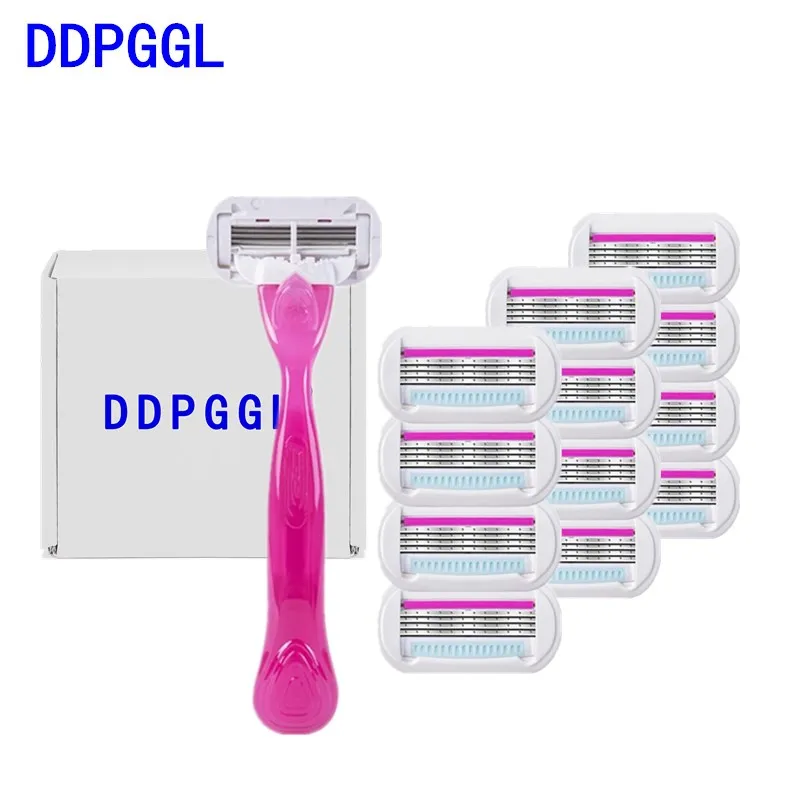 

DDPGGL 1pcs Holder 12pcs Blades Shaving Blades Protect Skin Non-irritating for Women Razor Blades Venuse No Pain and Mild