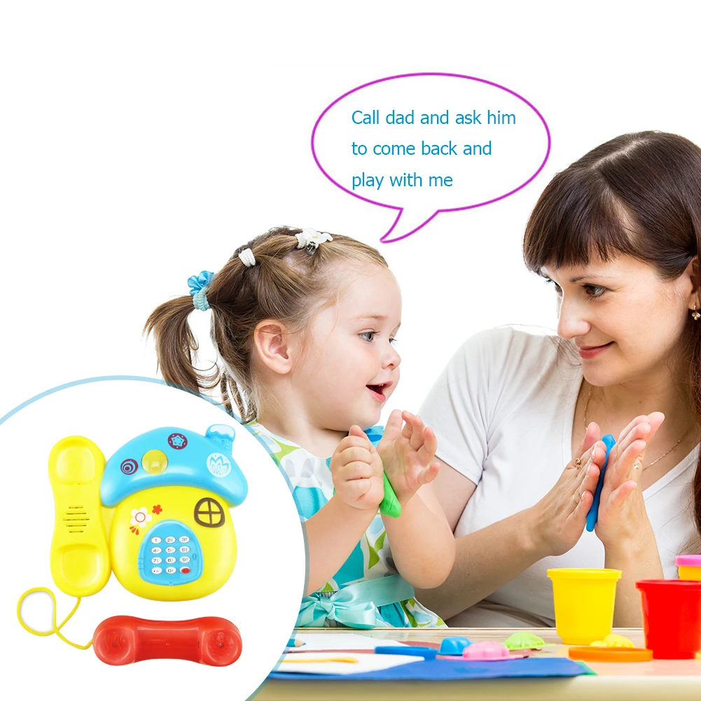 Cute Electronic Phone Toy Kid Musical Sound Early Educational Learning Cartoon Telephone Baby Gift Random Color