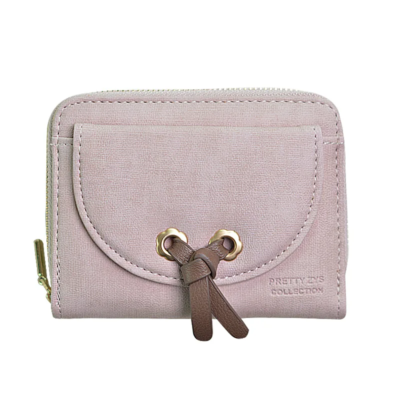 pink Женский кошелек, модный, с лентами, кошелек для монет, мульти держатель для карт, мини кошелек, женский, простой, однотонный, кошелек, короткий кошелек - Цвет: pink