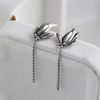 

FNJ Butterfly Tassel Earrings 925 Silver Original Pure S925 Sterling Silver Drop Earring for Women Jewelry