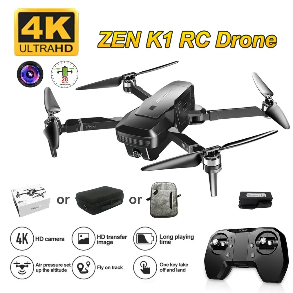 Visuo ZEN K1 GPS радиоуправляемый дрон с двойной камерой 4K HD управление жестами 5G Wifi FPV