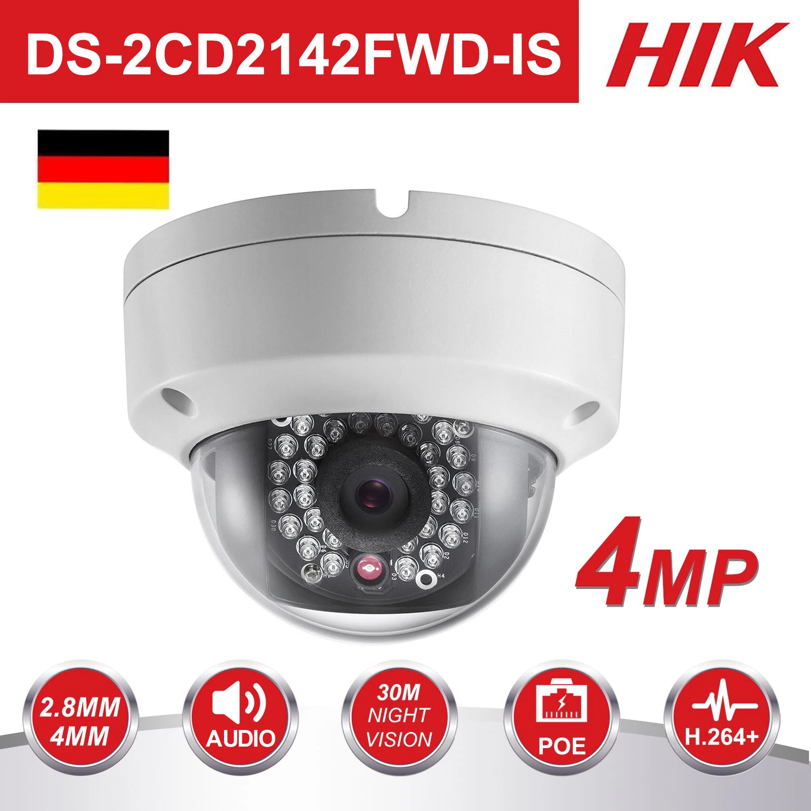 Оригинальная купольная камера видеонаблюдения HIKVISION 4 МП POE IP HD CMOS для систем DS