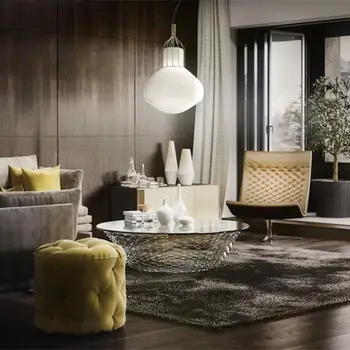 

Nordic Minimalism White Glass Rose Gold Pendant Lights Post Modern Creativity Living Room Pendant Lamp Luminaria Light Fixture