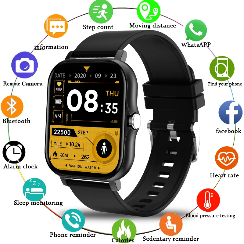 LIGE 2021 Smart Watch Men Bluetooth Call 1.69 Inch Full Touch Fitness Tracker IP67 Waterproof Women Smartwatch For Xiaomi Huawei