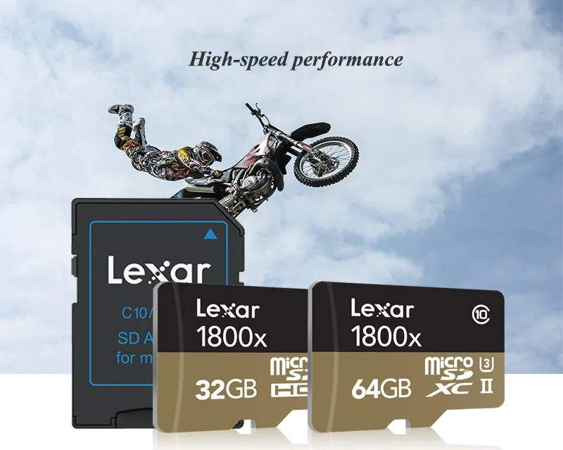 Lexar 1800x Micro SD карта, 32 ГБ, 64 ГБ, максимальное значение Скорость 270 МБ/с. UHS-II Class 10 U3 слот для карт памяти для телефона/БЛА(беспилотный летательный аппарат