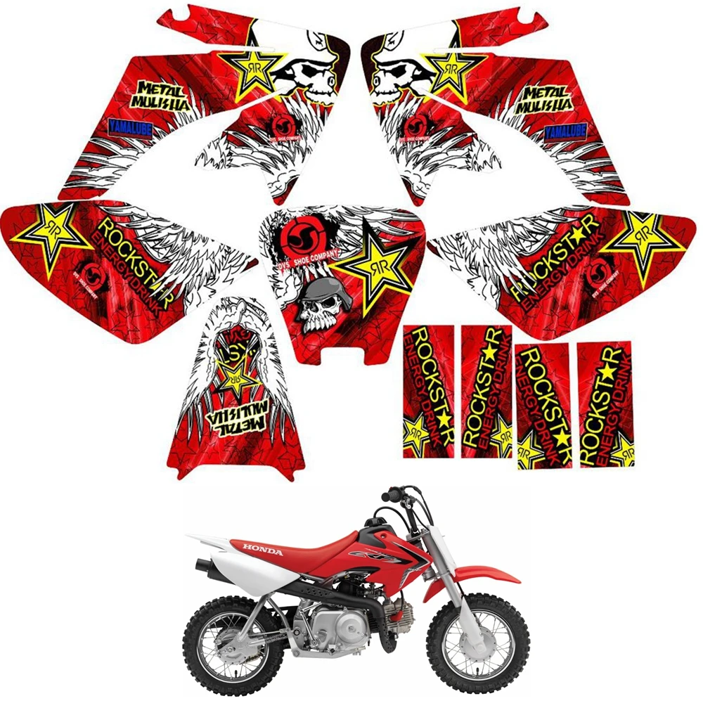 

For HONDA CRf50F CRf100F 2004 - 2015 Graphics Decals Stickers Custom Number Name 3M Full Motorcycle Backgrounds Accessories