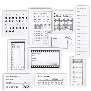 

3 pcs Vintage Functional Seal Time Planner Record/Check List Decoration Rubber Stamp Set for DIY Scrapbook Decoration Embossing