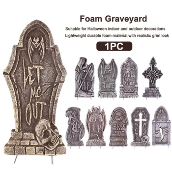 

Party Trick Durable Realistic Props Halloween Decoration Lightweight Yard Tombstones Haunted House Foam Graveyard Horror