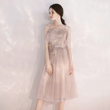 

Women's evening party dress O neck lace satin short wedding party dress Plus size pink white A line Ceremony evening dress