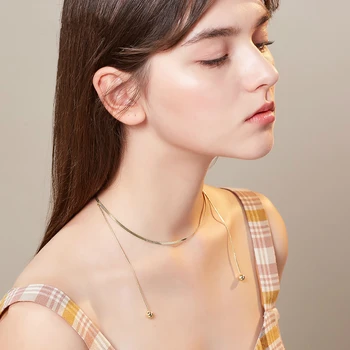 

Fashion Simple Design Gold Plating Flat Snake Link Chain Lobster Clasp Collares Necklaces for Women Chocker Accessories
