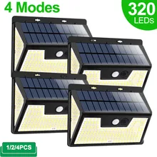 Applique murale d'extérieur à 320 LED avec capteur de mouvement, imperméable, avec 3 modes d'éclairage, luminaire de sécurité, idéal pour un jardin, une rue ou un Patio