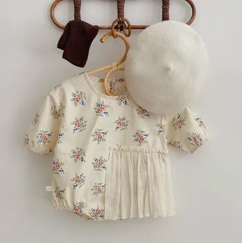 

5341 Kids Baby Girl Mesh Long Sleeve Lace Bodysuit Clothing Cotton One-Pieces Clothes Outfit Fashion Cute Baby Onesies