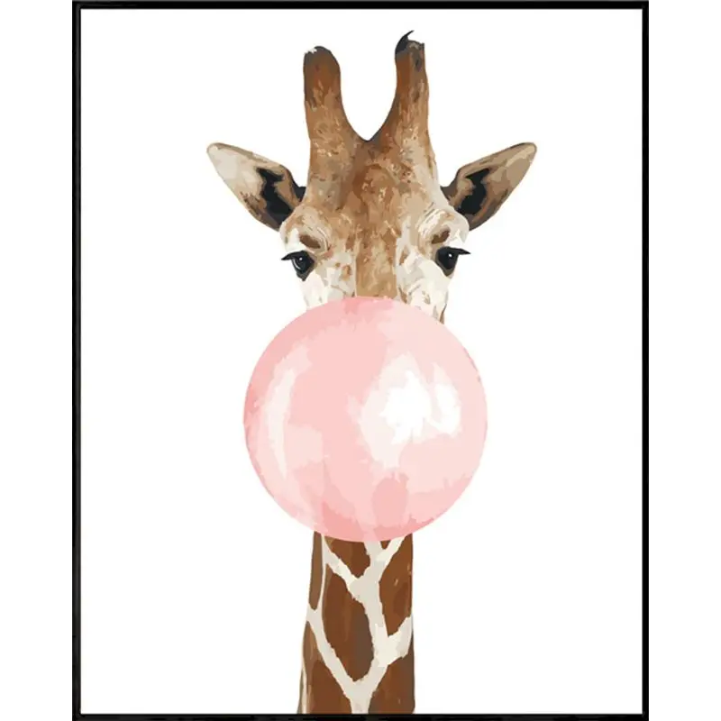 

Giraffe Blow Bubbles Animals Oil Painting By Numbers For Adults Paints By Number Canvas Modern Painting 40x50cm DIY Home Decor