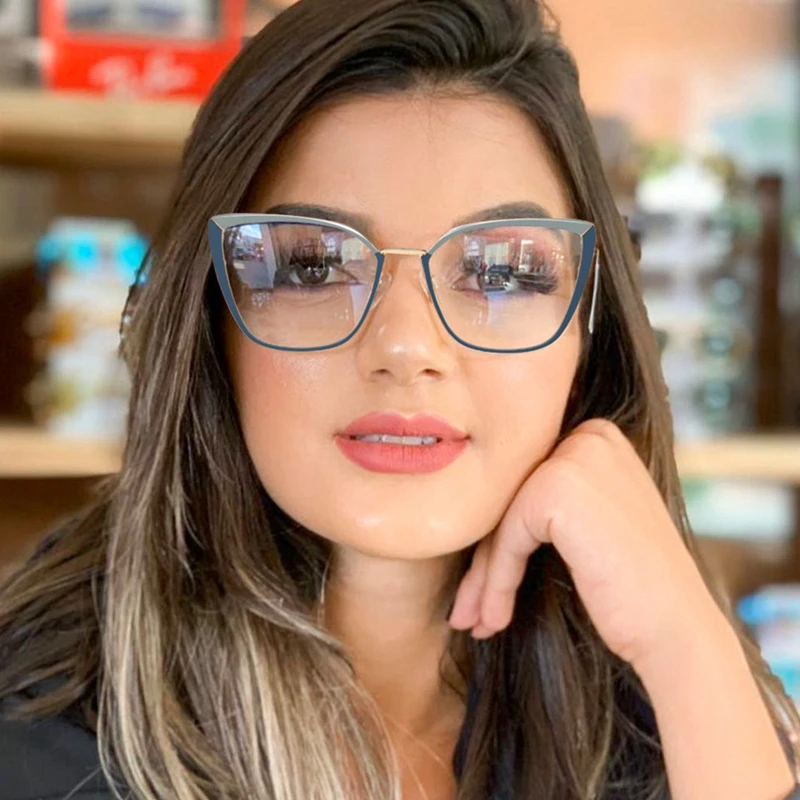 Montura de gafas de ojo de gato para mujer, lentes transparentes de metal, diseño de marca de moda, Sexy, de 2020|Las mujeres gafas de Marcos| - AliExpress