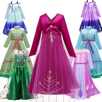 

Kids Snow Queen 2 Elsa Dress Girls Summer Dress Princess Anna Cosplay Carnival Costumes for Girls Children's Costume Clothes