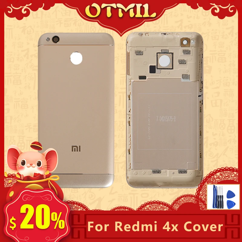 

Metal Back Cover Housing For Xiaomi Redmi 4X With Glass Lens Side Keys Back Battery Cover Rear Housing For Redmi Mi 4X Back Case
