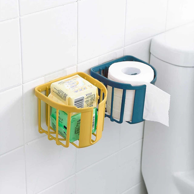 Panier mural pour rouleau de papier toilette, 3 couleurs, porte