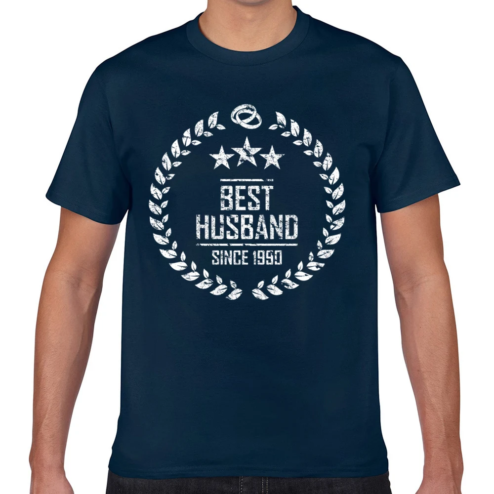 Tops T Shirt Men best husband since 1990 Design Black Geek Short Male Tshirt XXX | Мужская одежда