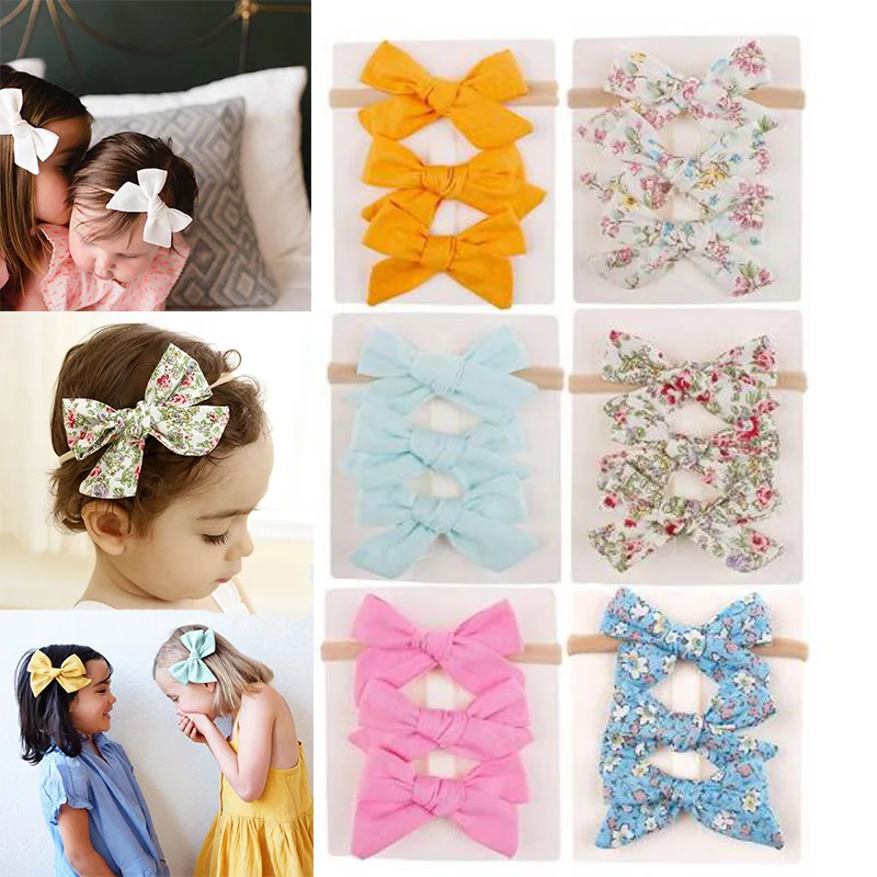 

3Pcs Cute Headband Hair Rope Tie Set For Girls Flower Big Bows Kids Hair Bands Turban Elastic Princess Girls Hair Accessories