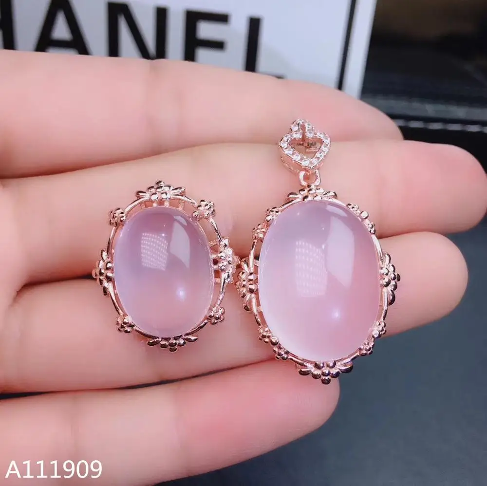Muslimboutique Jewelry 925 Sterling Silver Intarsiato Natural Ross Quartz Lady Suit Support Detection Exquisite