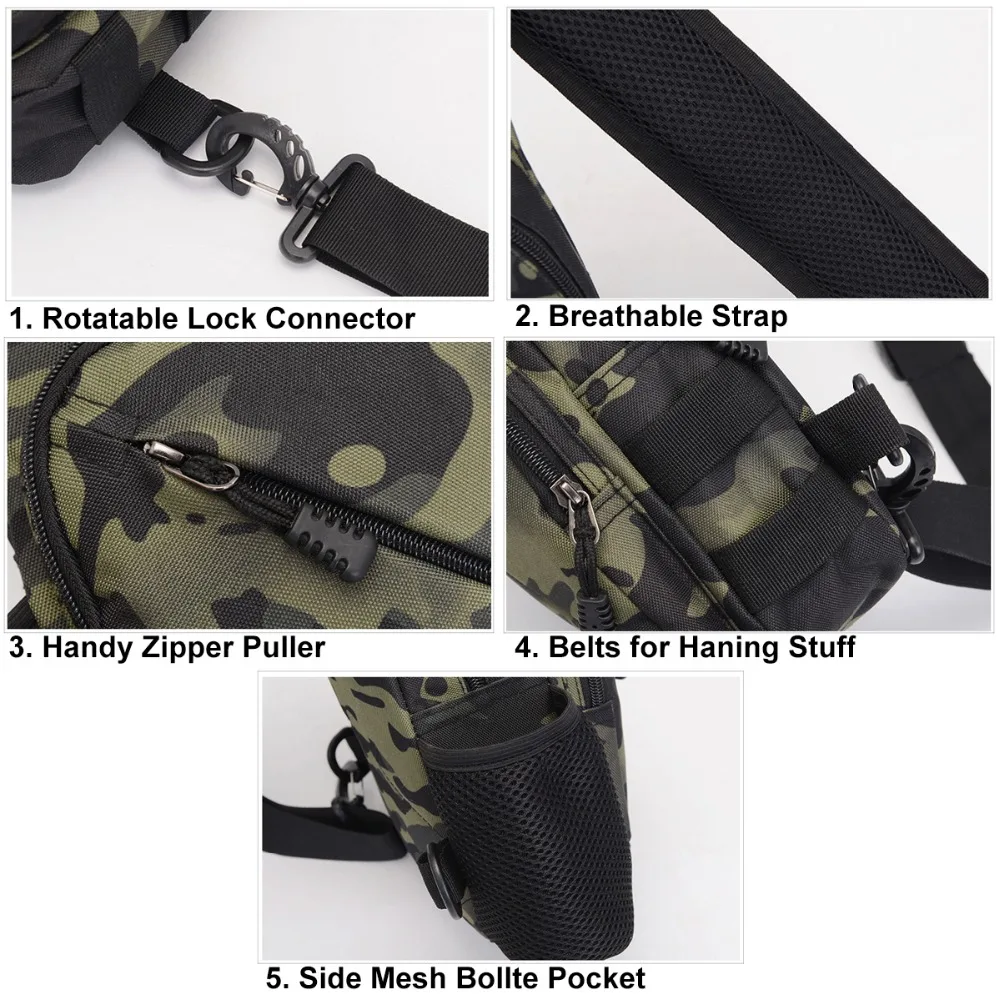 Слинг нагрудная сумка, BraveHawkOutdoors 900D портативный тактический Водонепроницаемый MOLLE сумка через плечо для пеших прогулок на велосипеде(черный камуфляж