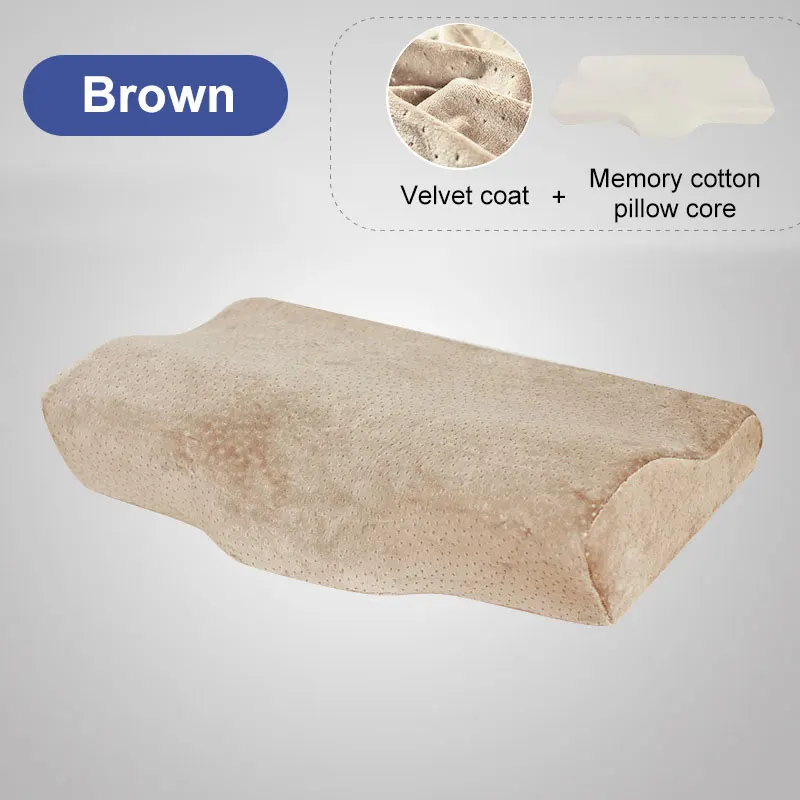 Velvet brown Подушка для сна из пены с эффектом памяти, удобная Ортопедическая подушка в форме бабочки для шеи, забота о здоровье взрослых - Цвет: Velvet brown