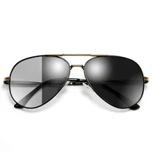 Мужские поляризованные солнцезащитные очки для вождения анти-УФ фото-серые очки