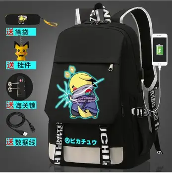 

Pikachu luminous schoolbag male backpack junior high school students light and simple fashion backpack girl