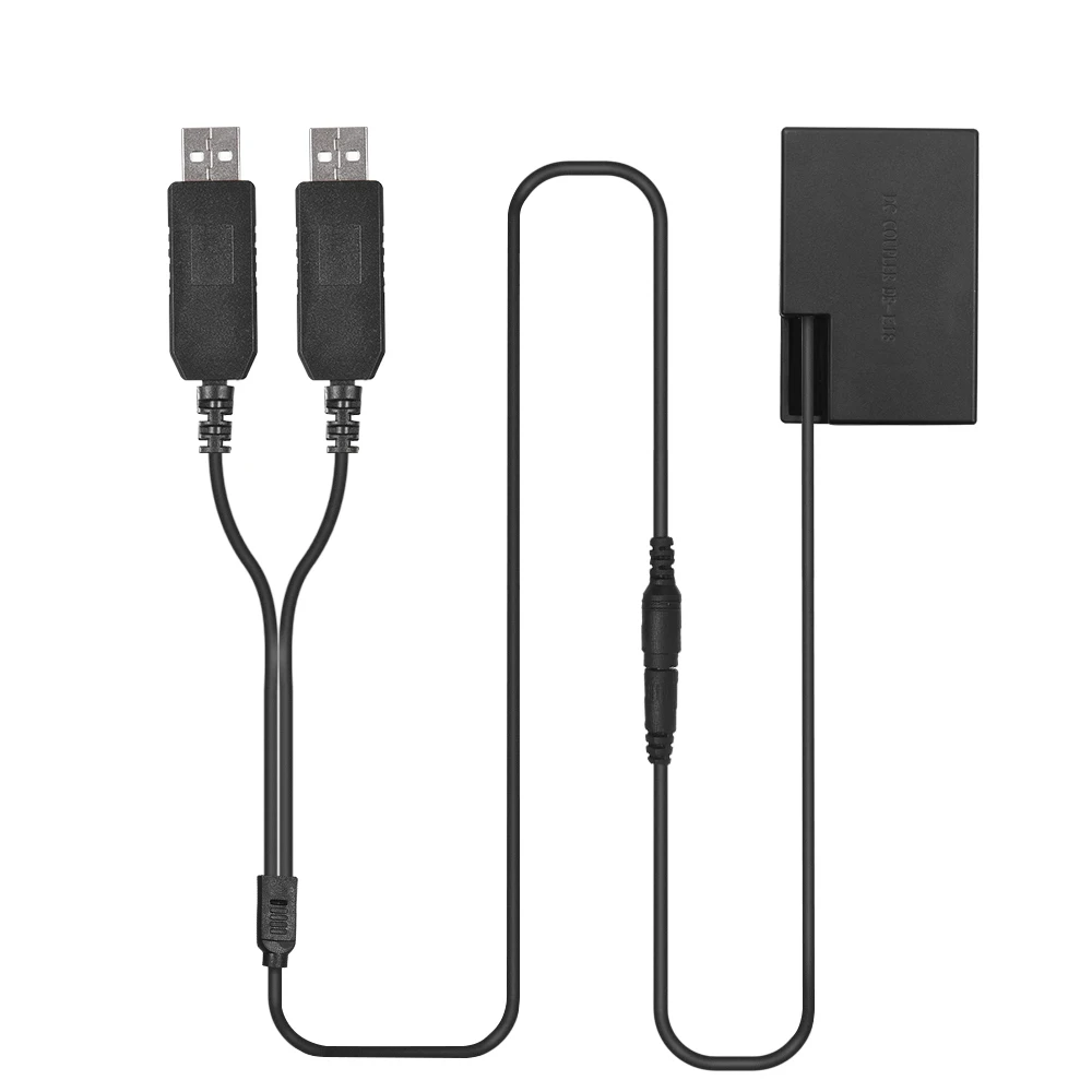 Andoer Dual USB Power Adapter DC Coupler Replacement DR-E17 Dummy Battery Pack for Canon 77D 200D 750D 760D 800D Cameras