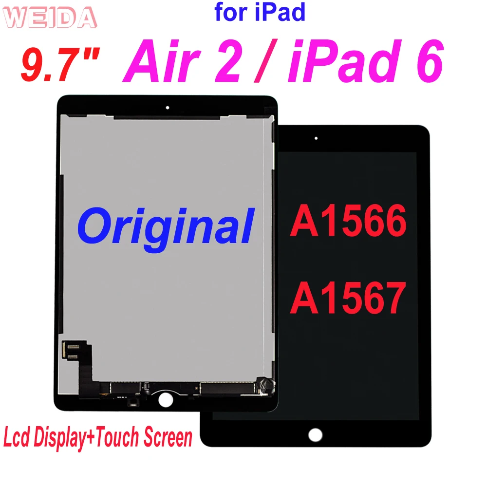 Lcd Originale 9.7 "Per Ipad Air 2 A1566 A1567 Display Lcd Touch Screen Digitizer Assembly Per Ipad 6 Sostituzione Lcd