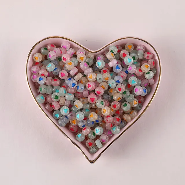 100/200/500pcs Heart Beads For Jewelry Making Acrylic Mixed Beads With Letters For Bracelet Handmade Diy Bracelet Necklace 2021 4x7mm 26
