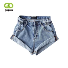 GOPLUS, летние джинсовые шорты с высокой талией, женские повседневные свободные модные шорты с эластичной резинкой на талии C8937