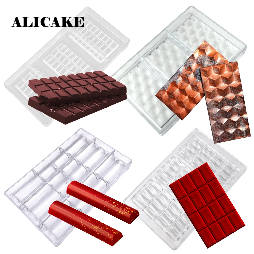 Chocolate Bar Molds Polycarbonate Tray for Plastic 3D Chocolate Candy Nuggets Mould Form Bakery Baking Mold Pastry Tools