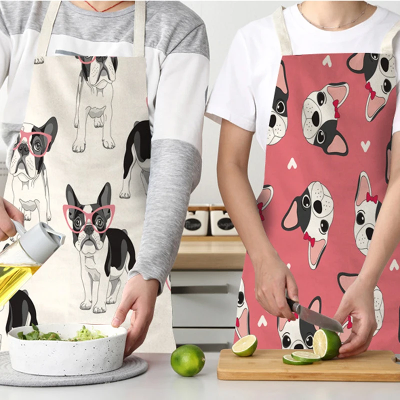 Hot 1pc Kitchen Apron Cute Cartoon Cat Printed Sleeveless Cotton Linen Aprons for Men Women Home Cleaning Tools 47x38cm 68x66cm