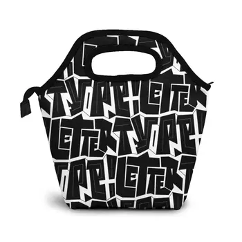 

Type Font Letter Pattern Lunch Bag Boxes Bags Portable Insulated Picnic Food Box for Women Men
