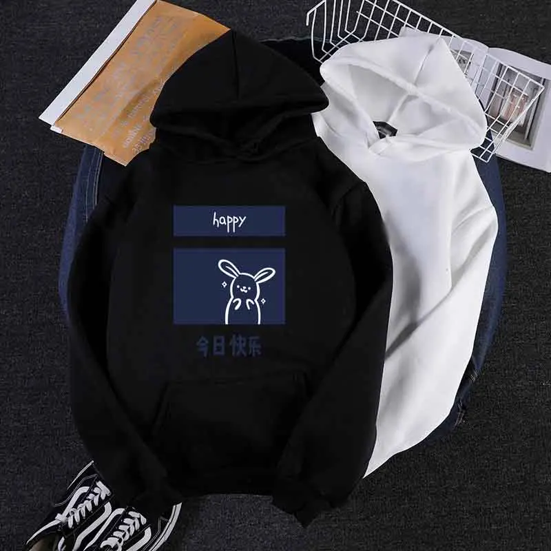 Women Hoodies Hooded Cartoon Rabbit Print Hoodies Fleece Pullover Sweatshirts Hoodies Long Sleeve Mujer Sudadera Hoodies
