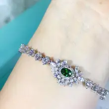 Мода натуральный кристалл драгоценный камень браслет сверкающий AAA кубический цирконий браслет «Конфета» для женщин 925 стерлингового серебра ювелирные изделия