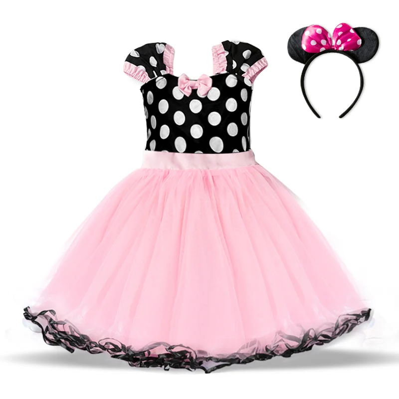 Baby 1 Year Mini Mouse Dress For Girl 1st Birthday Party Tutu Dots Outfits Kids Dresses Fancy Dresses Infant Clothing Vestidos - Цвет: Pink 1st