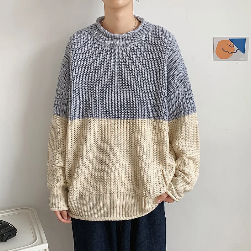 

Autumn Men's Winter Sweater Oversize Plus Size Crewneck Pullovers Warm Men Clothing Casual Males Korean Clothes Vintage Top 2020