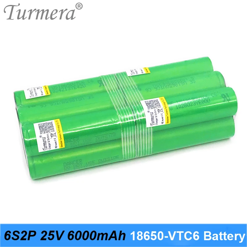 Turmera 6S 21.6V 25.2V Battery 18650 pack vtc6 6S2P 6000mah soldering battery for screwdriver and garden tool customized battery 06