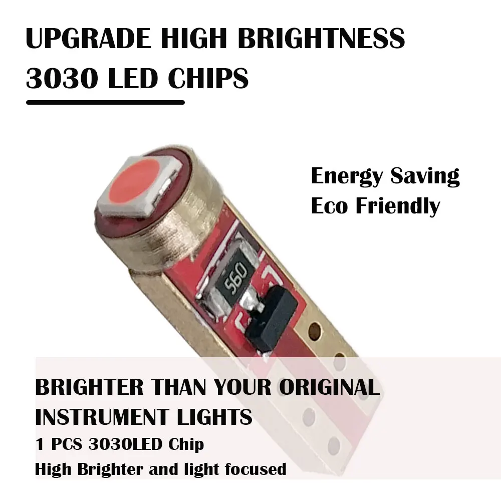 2 шт. T5 светодиодный W3W 1SMD 3030 салона инструмент, световой индикатор приборной панели, Wedge Bulb, авто лампа Нет полярности Белого красного и желтого цвета 12